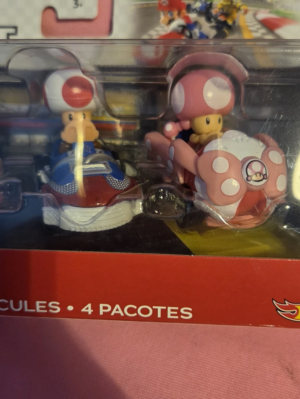 NIB Hotwheels MarioKart 4-Pk Die-cast Toadette, Toad, Cat Peach & Tanooki Mario - Picture 6 of 6